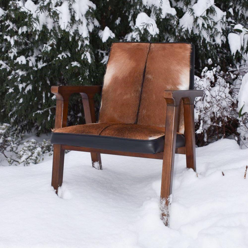 Rio Cool Armchair - Brown Mindi Oak, Leather/Goat Hair