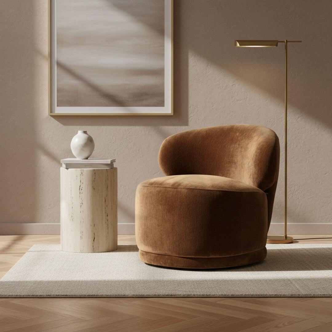 Rollo Club Chair - Distressed Velvet Bronze
