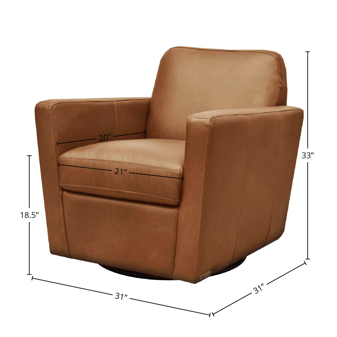 Cooper Swivel Club Chair - Cognac Leather