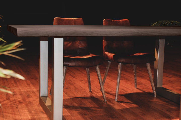 TAJ Dining Table - Vinegar Matte Top/ U Tube Metal Base