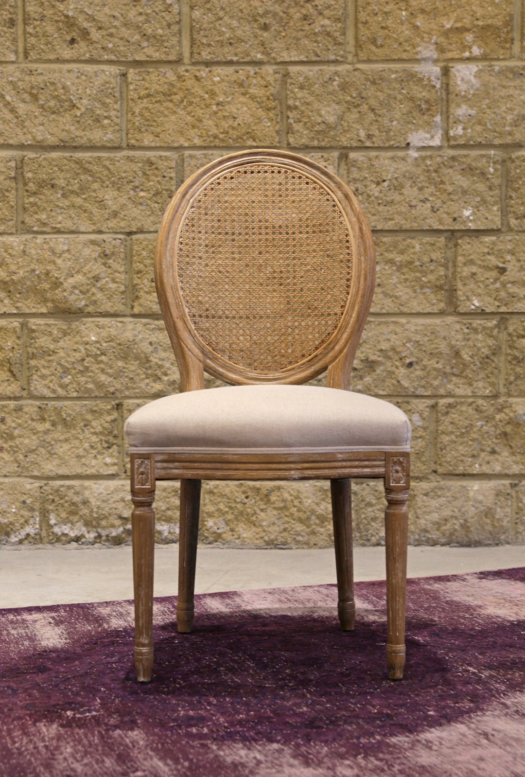Napoleon Dining Chair w/ Cane Back - Antique Linen