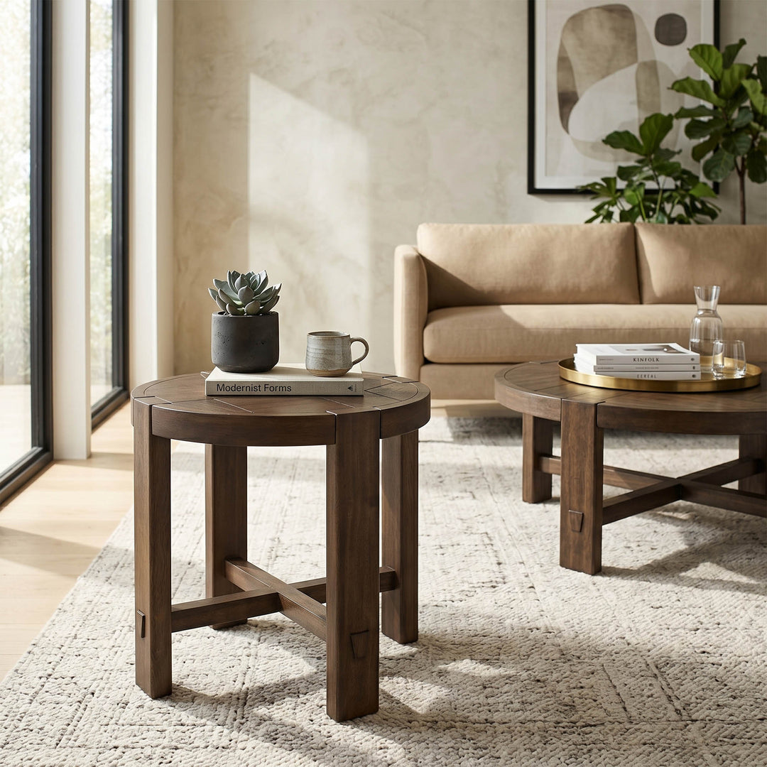 Abstract Side Table - Smoked Acacia