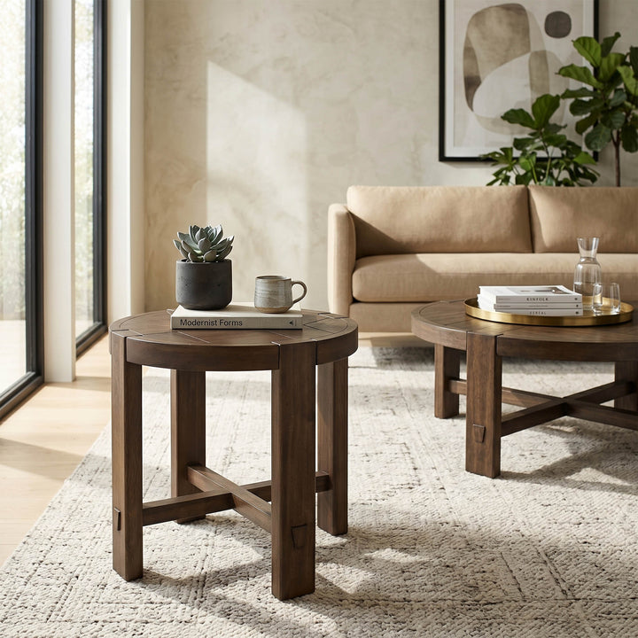Abstract Side Table - Smoked Acacia