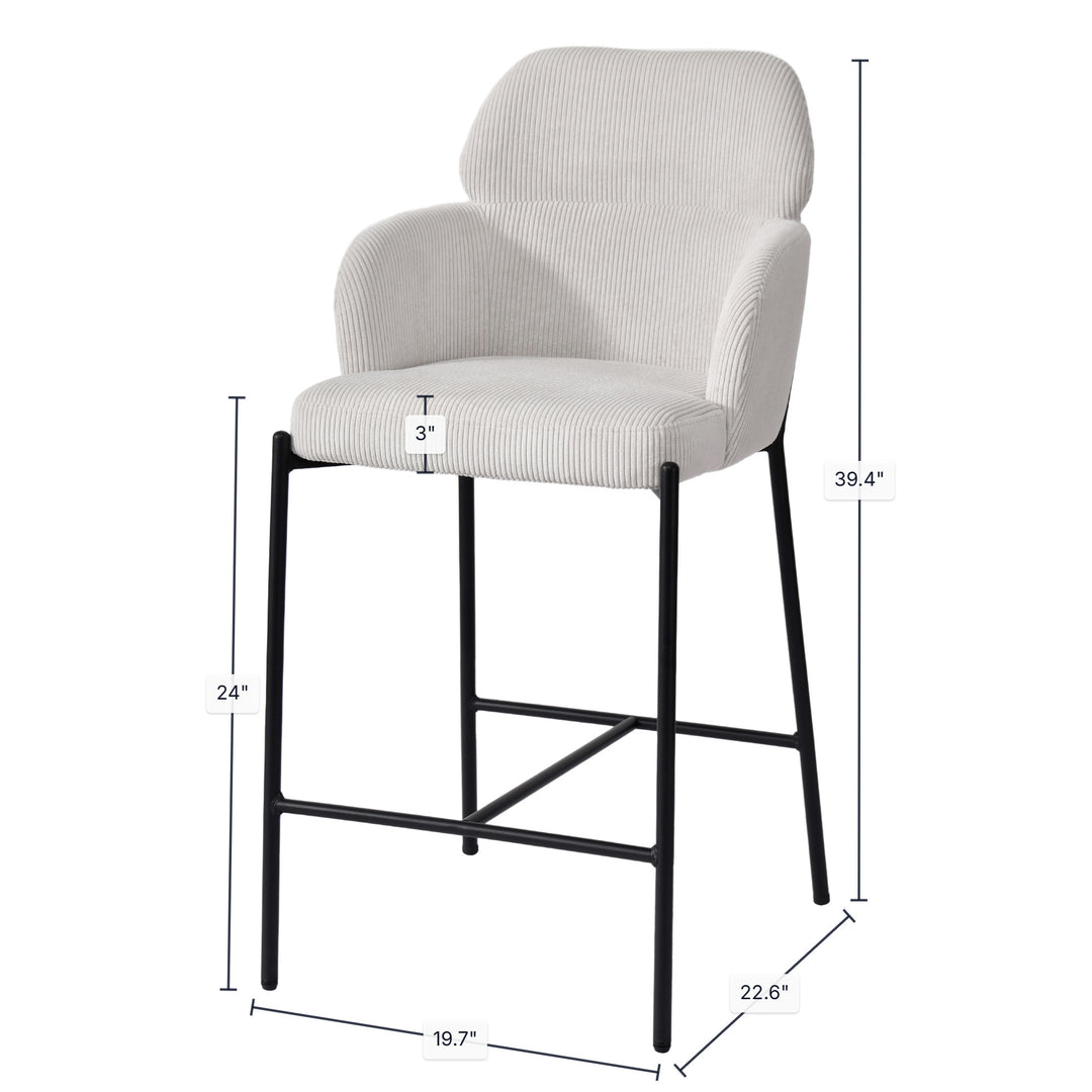 Allegra Counter Stool - Corduroy White