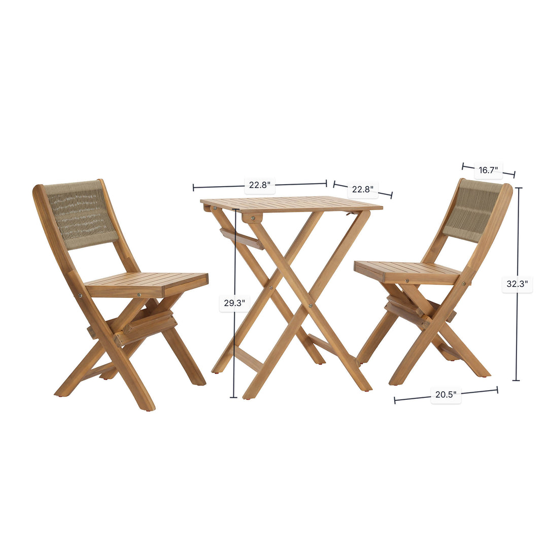 Balcony Outdoor - Foldable Bistro Set (1 Table & 2 Chairs)