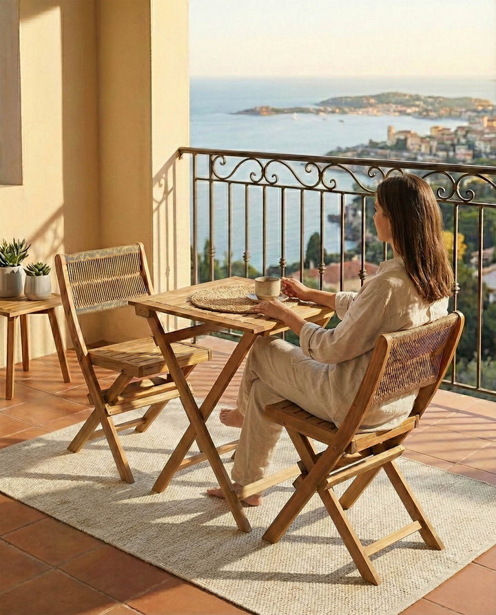 Balcony Outdoor - Foldable Bistro Set (1 Table & 2 Chairs)