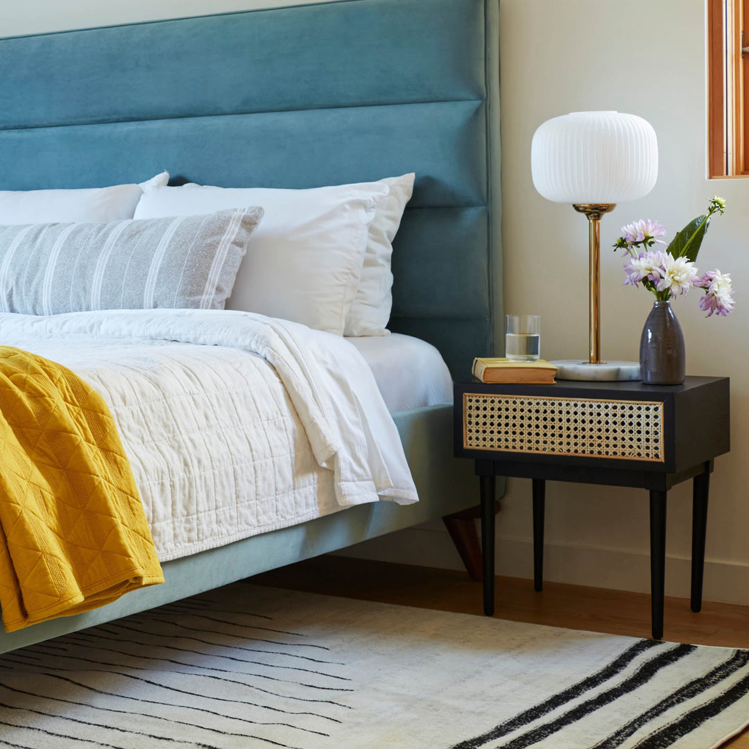 Cane Side Table - Matte Black