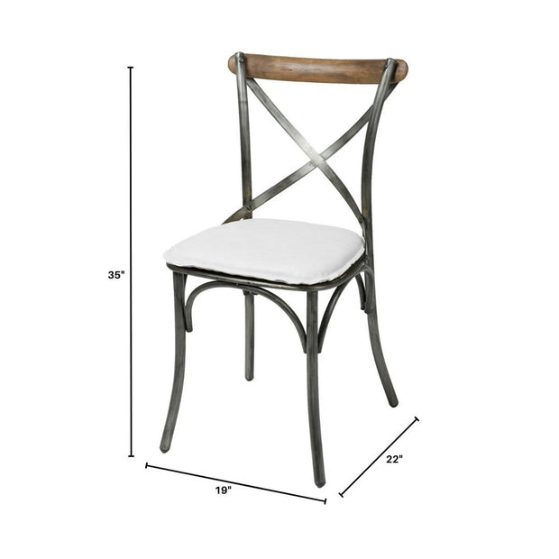 Metal Crossback Chair with White Seat Cushion