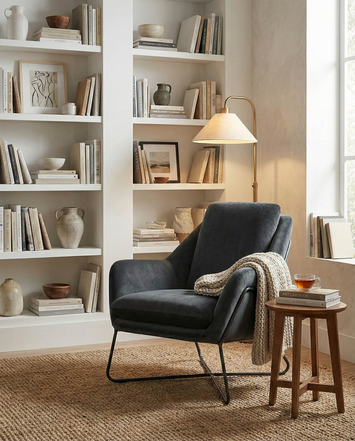 Romeo Lounge Chair - Dark Grey Velvet