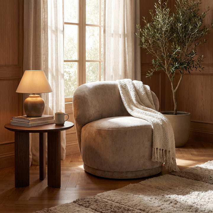 Rollo Club Chair - Distressed Velvet Natural