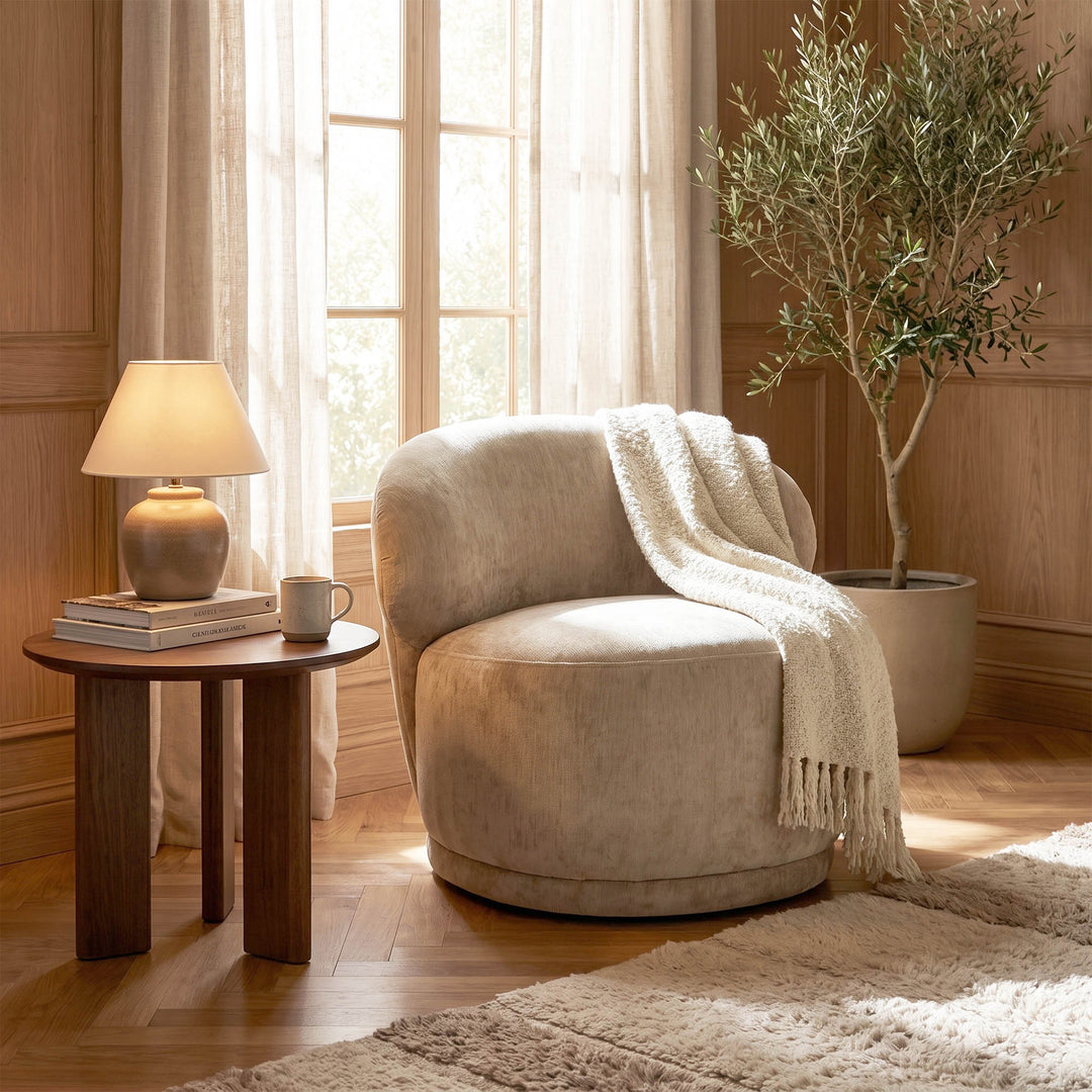 Rollo Club Chair - Distressed Velvet Natural