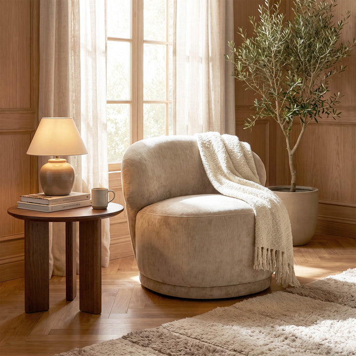 Rollo Club Chair - Distressed Velvet Natural