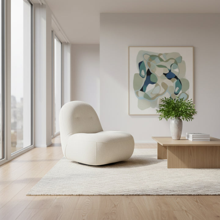 Creed Swivel Club Chair - Alabaster