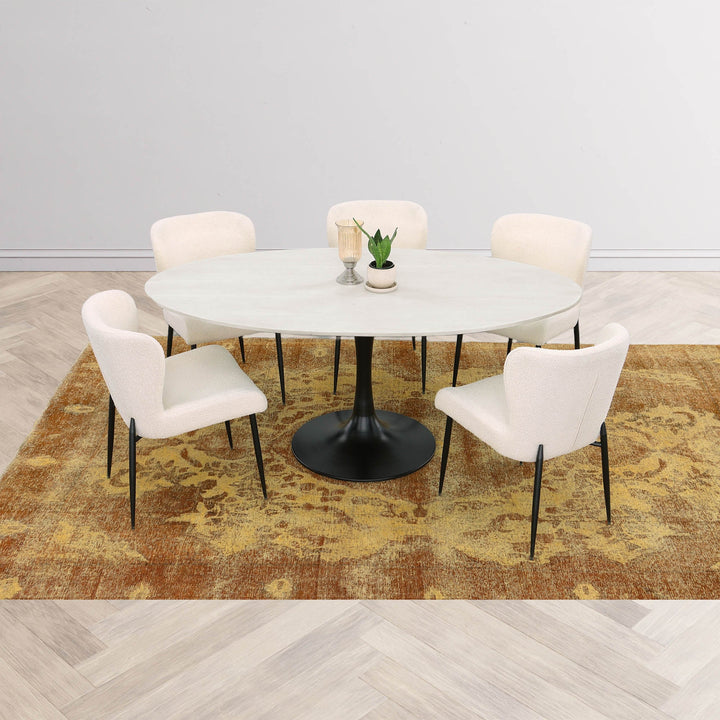 Aspen Oval Dining Table with Metal Base - White Wash
