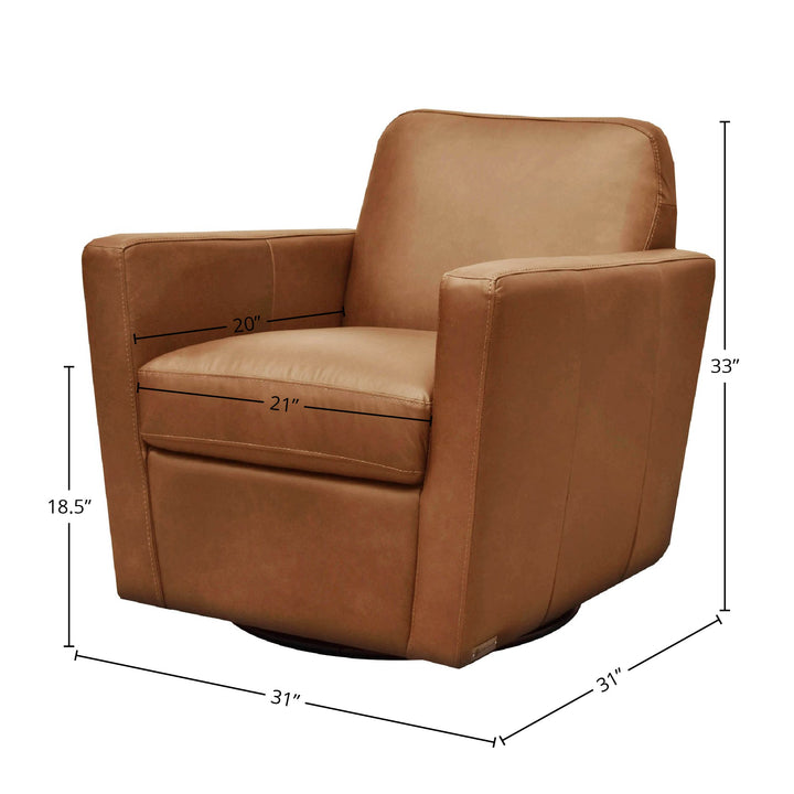 Cooper Swivel Club Chair - Cognac Leather