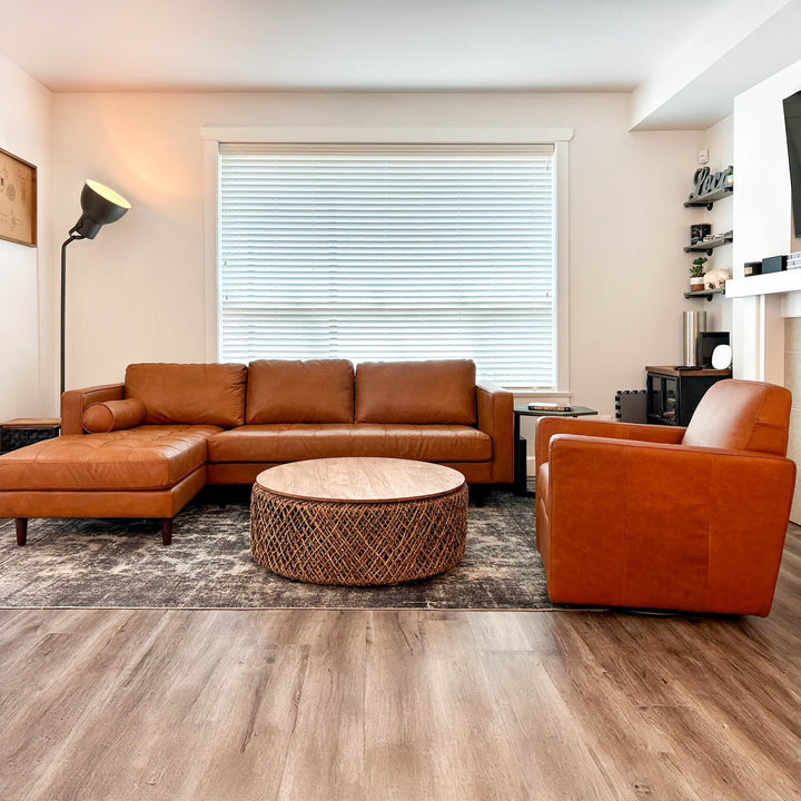 Cooper Swivel Club Chair - Cognac Leather