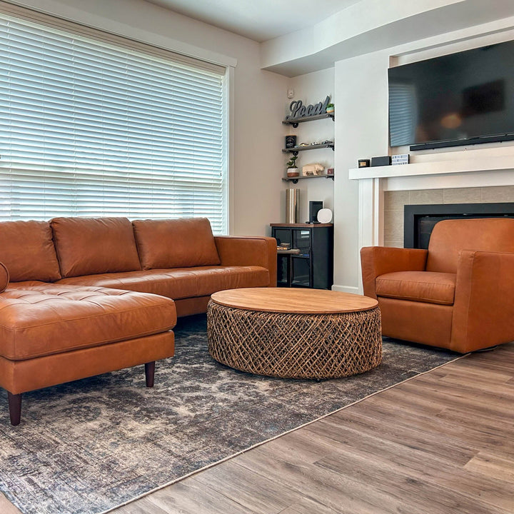Cooper Swivel Club Chair - Cognac Leather