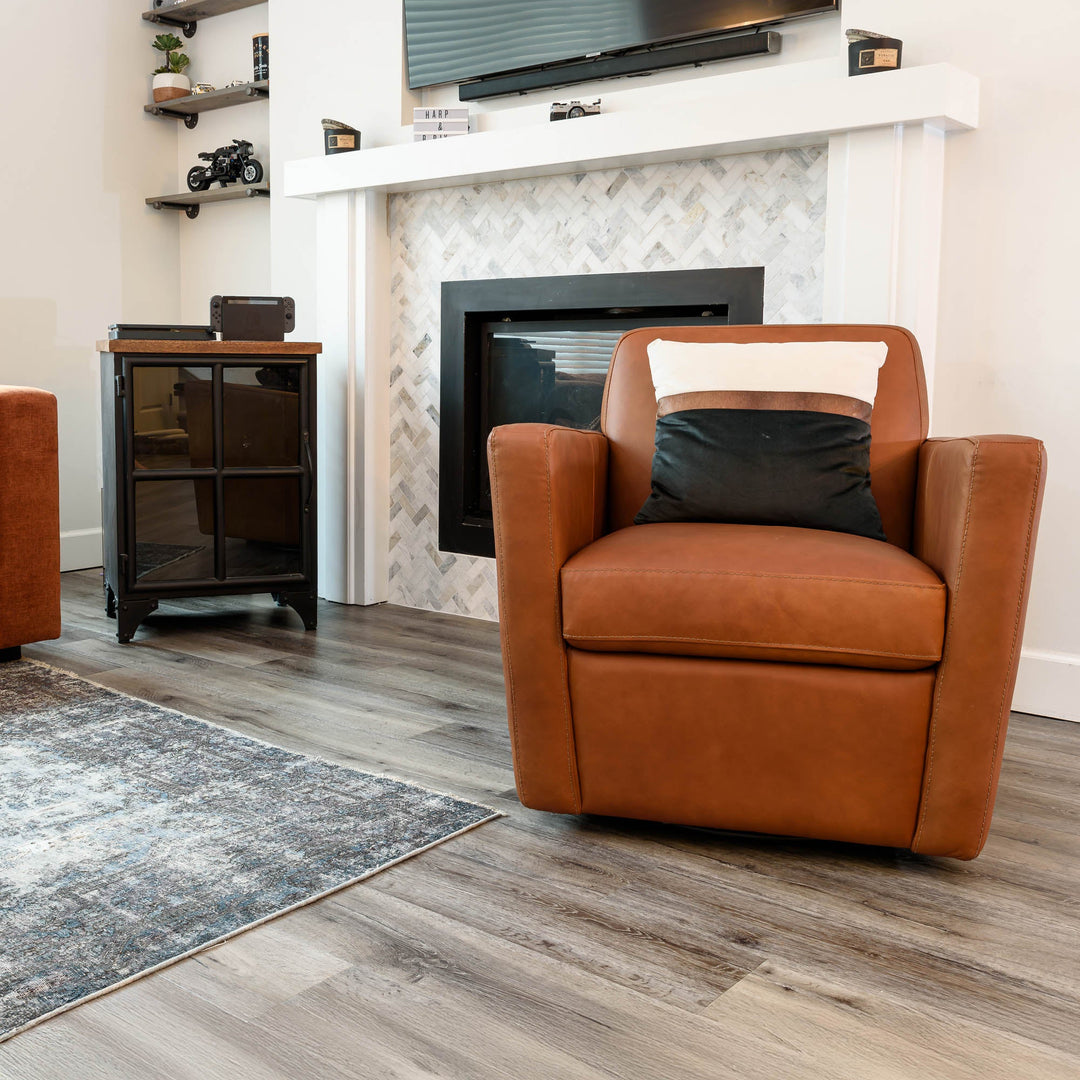 Cooper Swivel Club Chair - Cognac Leather