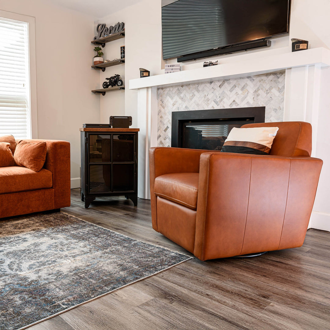 Cooper Swivel Club Chair - Cognac Leather