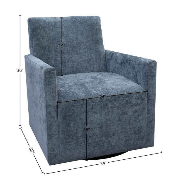 Riley Swivel Club Chair - Aqua Chenille