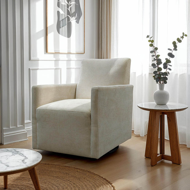 Riley Swivel Club Chair - Ivory Tweed
