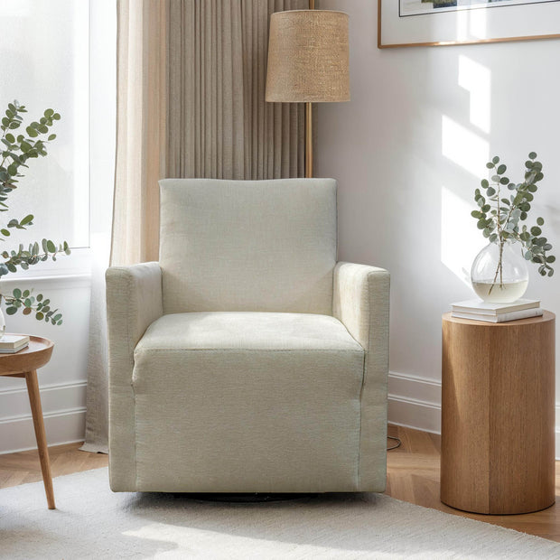 Riley Swivel Club Chair - Ivory Tweed