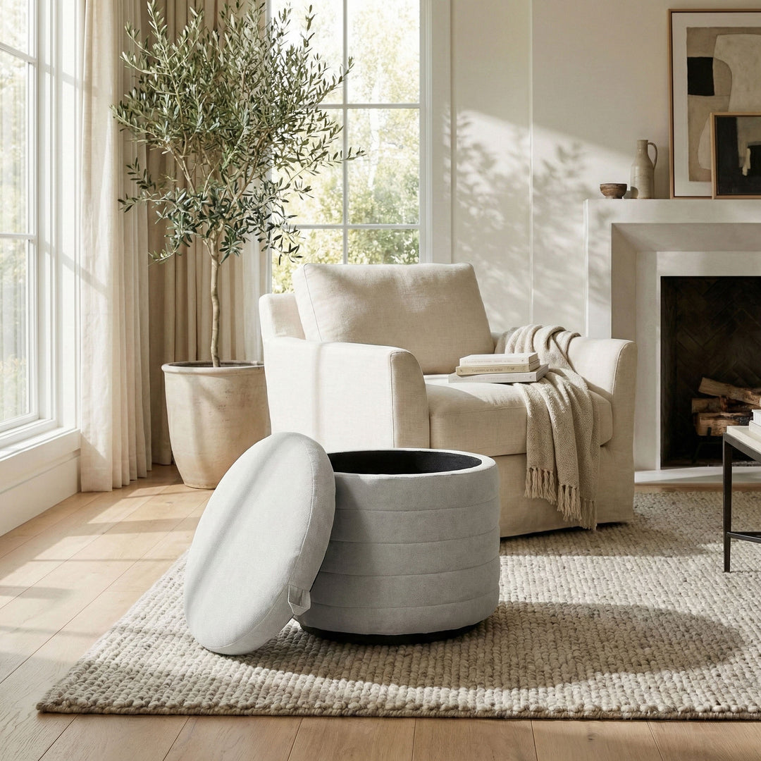 Elio Storage Ottoman - Platinum