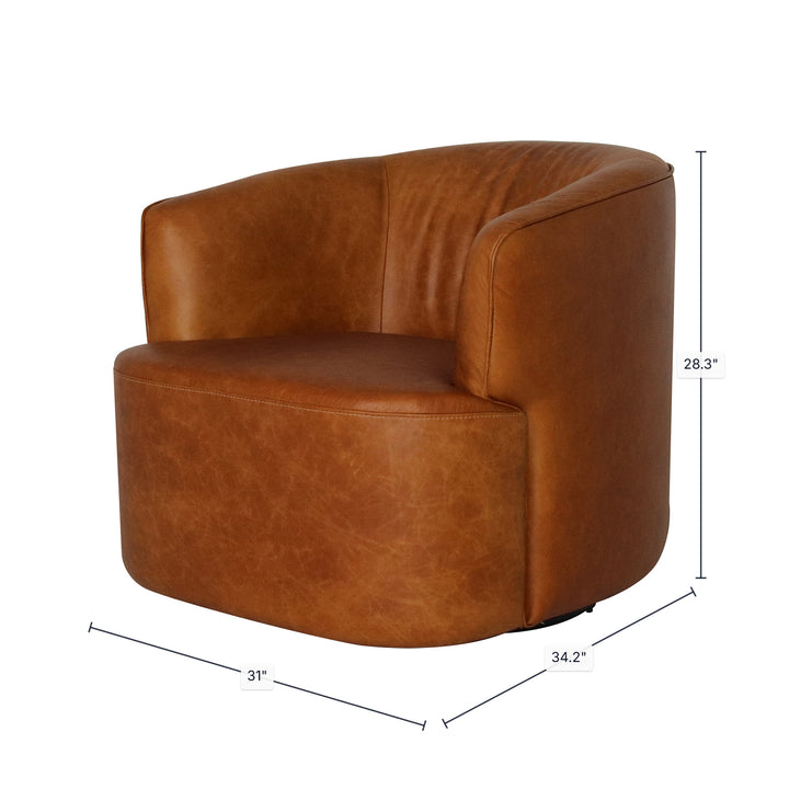 Fireside Swivel Club Chair - Saddle