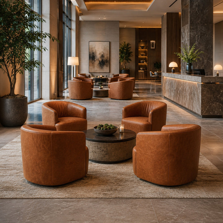 Fireside Swivel Club Chair - Saddle