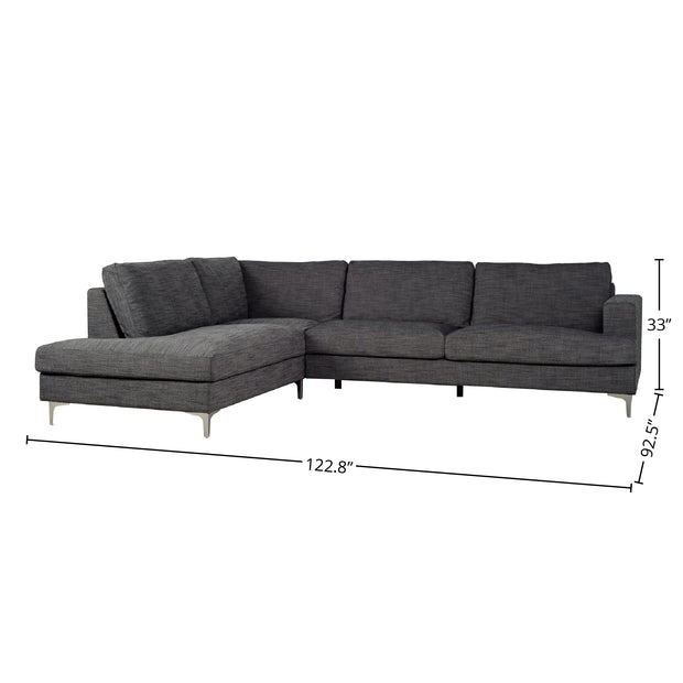 Feather Left Sectional - Charcoal Linen