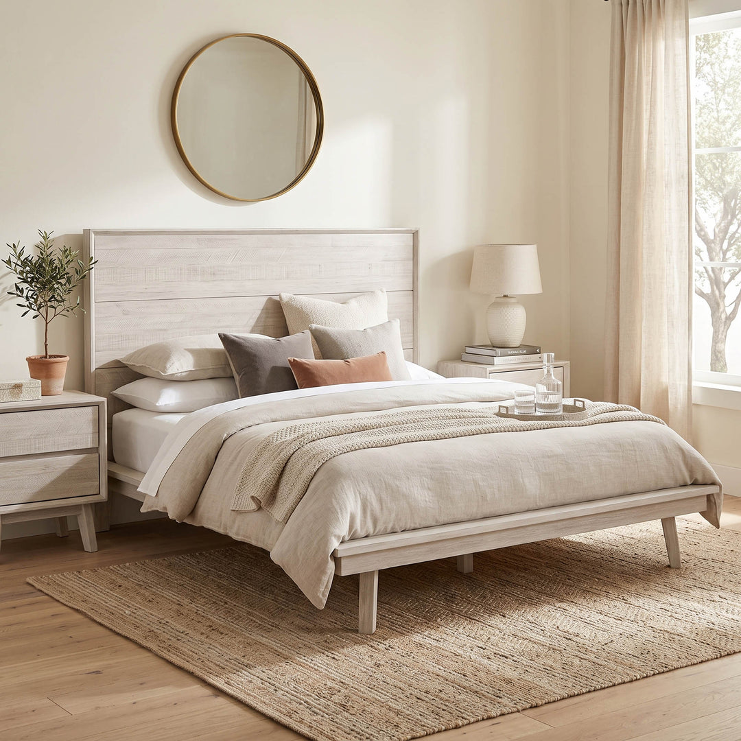 Gia King Bed - Whitewash