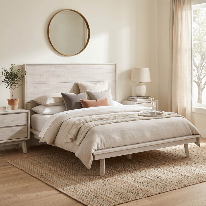 Gia King Bed - Whitewash