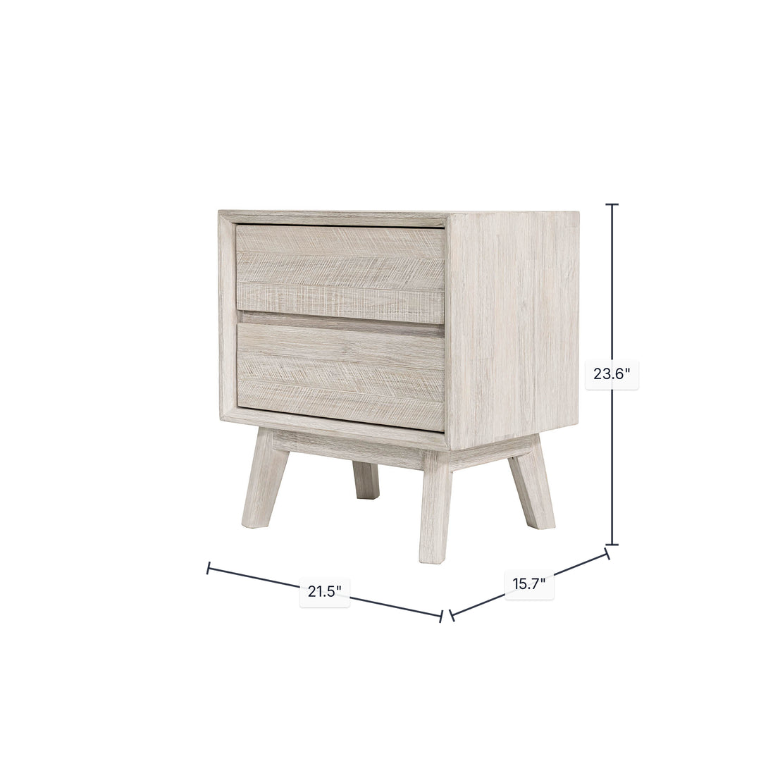 Gia 2 Drawer Nightstand - Whitewash