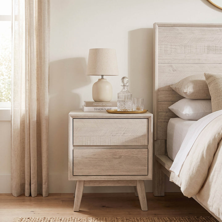 Gia 2 Drawer Nightstand - Whitewash