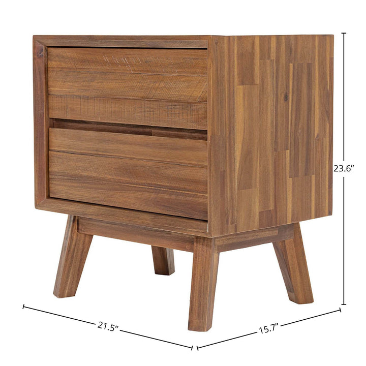 Gia 2 Drawer Nightstand - Warm Pecan