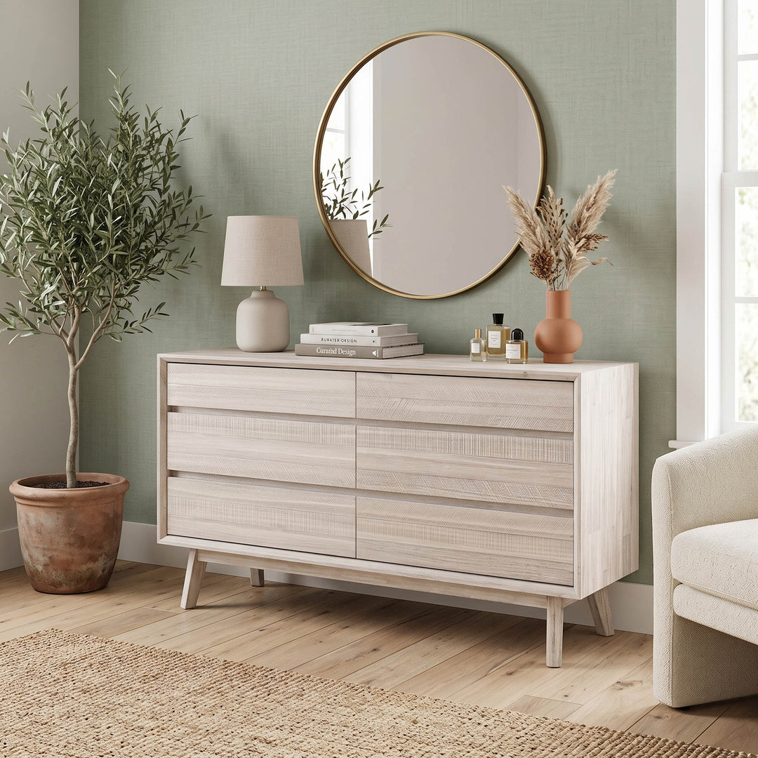 Gia 6 Drawer Dresser - Whitewash