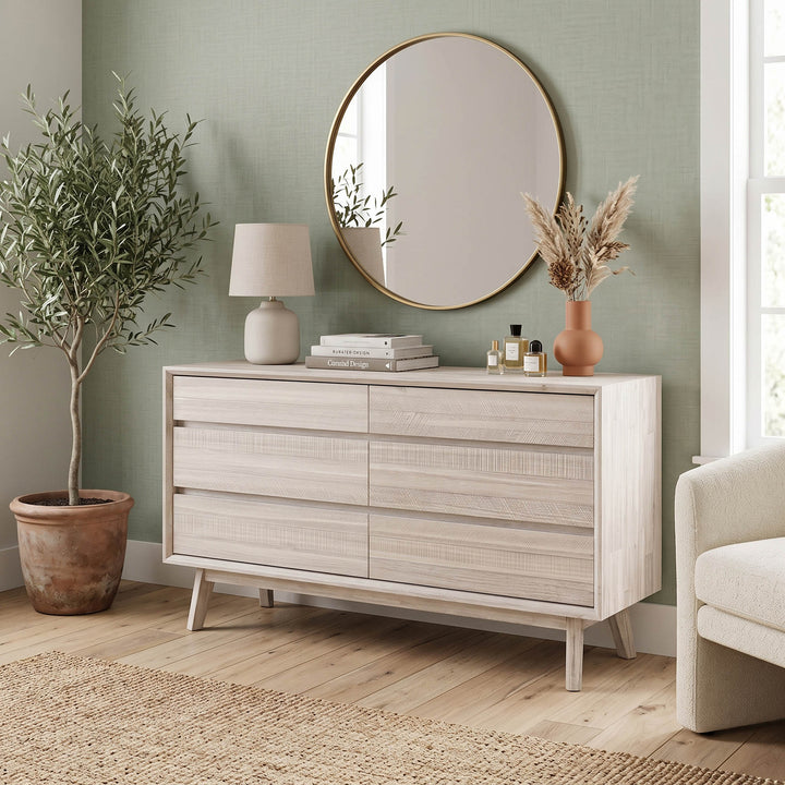 Gia 6 Drawer Dresser - Whitewash