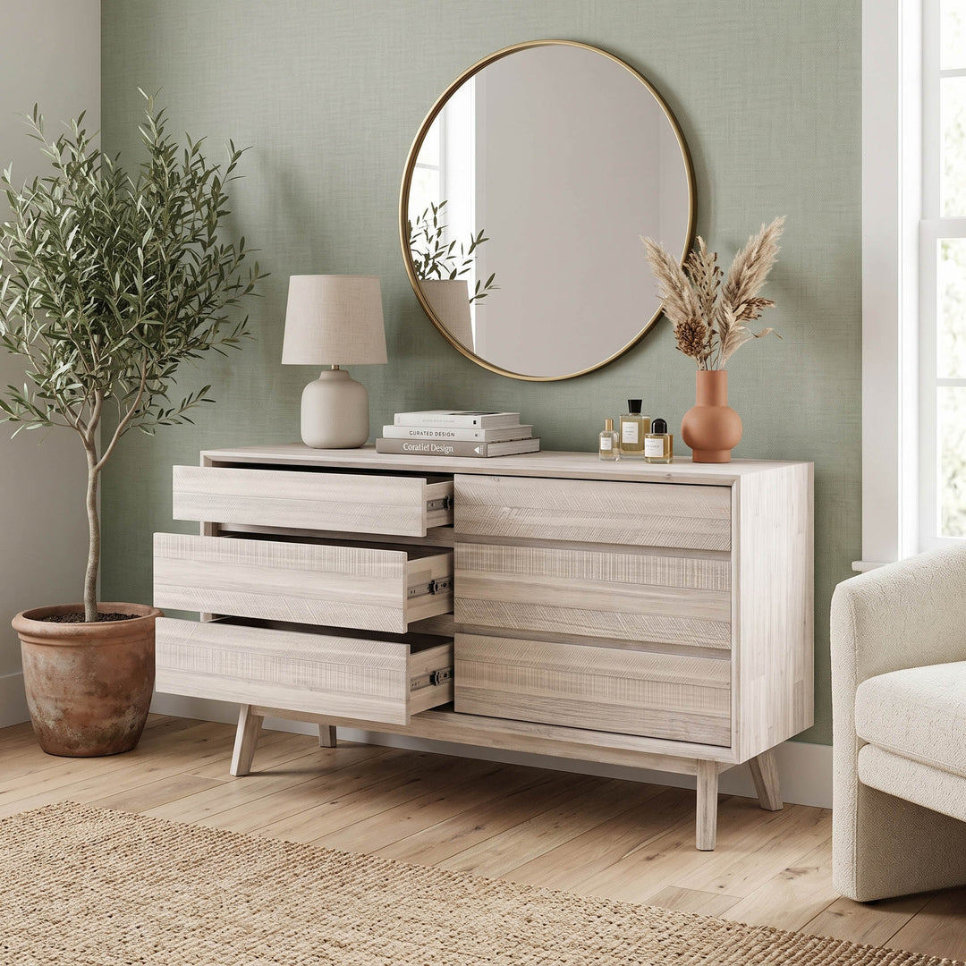 Gia 6 Drawer Dresser - Whitewash