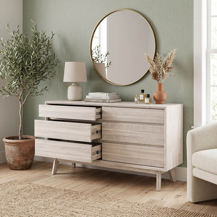 Gia 6 Drawer Dresser - Whitewash