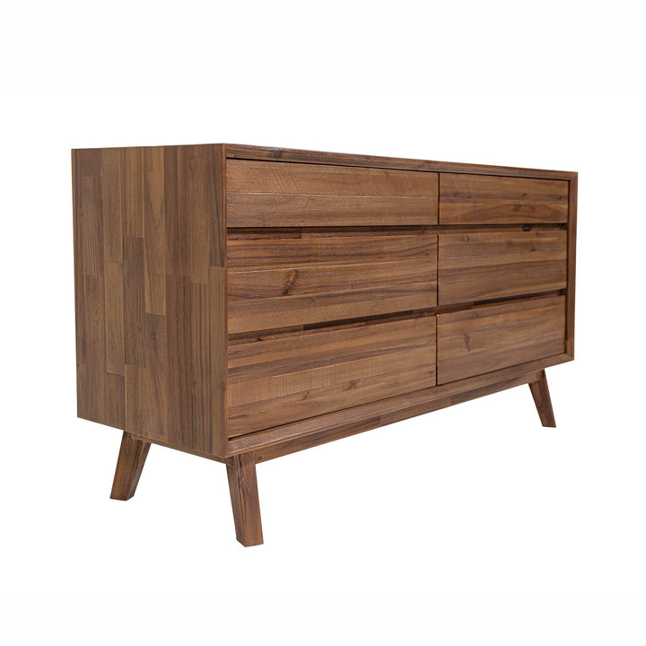 Gia 6 Drawer Dresser - Warm Pecan