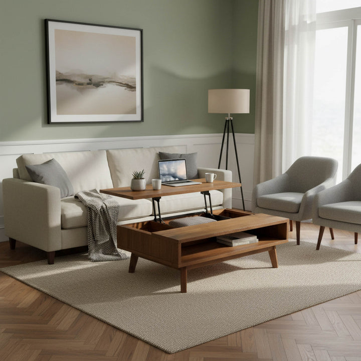 Gia Coffee Table w/ Lift Top - Warm Pecan