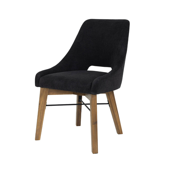 Gia Curved Dining Chair - Graphite Grey/Warm Pecan