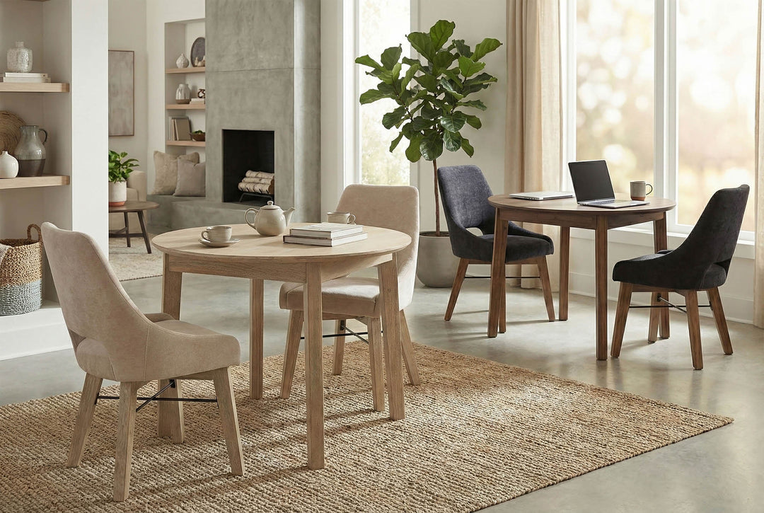 Gia Curved Dining Chair - Graphite Grey/Warm Pecan