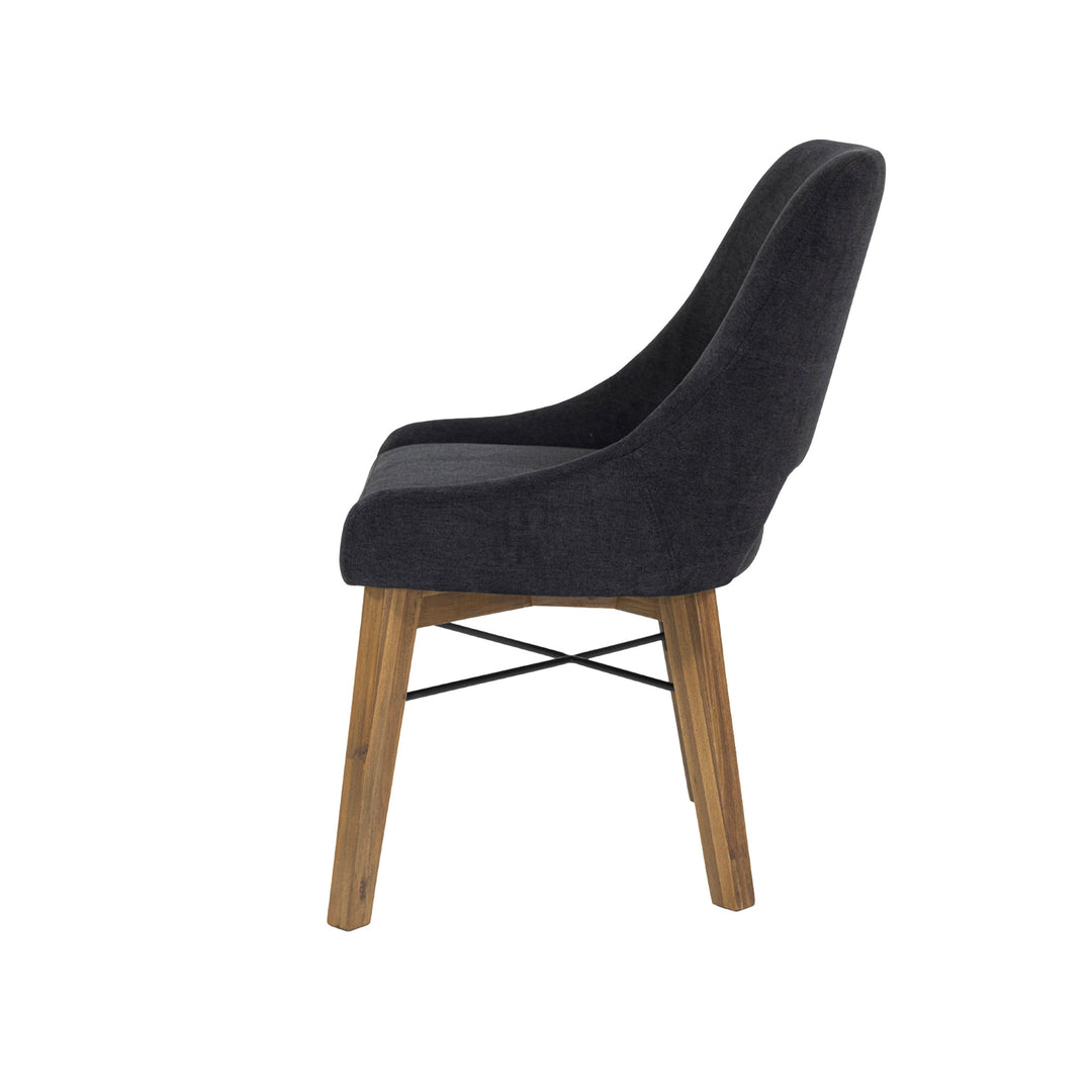 Gia Curved Dining Chair - Graphite Grey/Warm Pecan