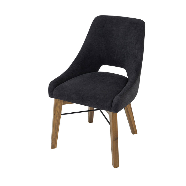 Gia Curved Dining Chair - Graphite Grey/Warm Pecan