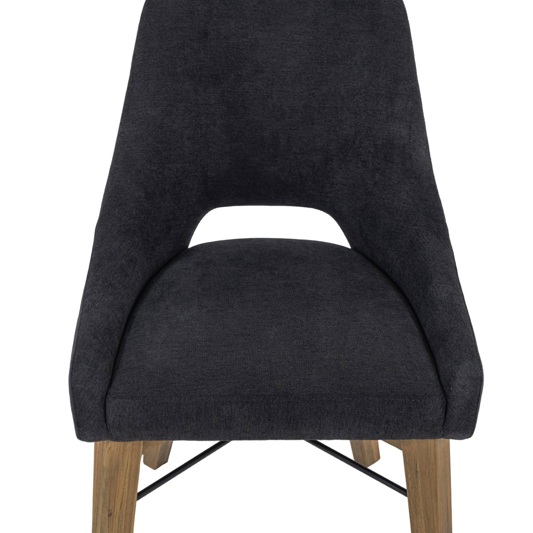 Gia Curved Dining Chair - Graphite Grey/Warm Pecan