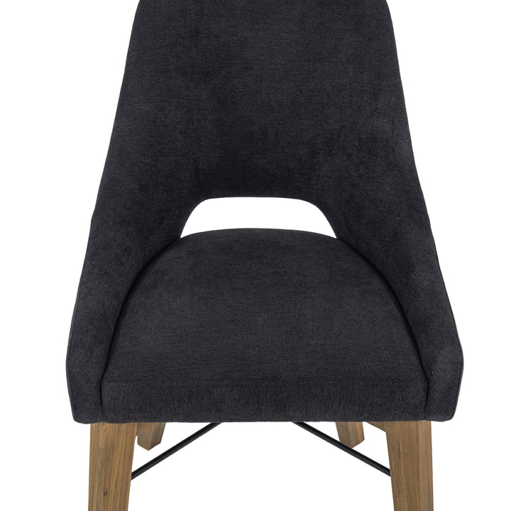 Gia Curved Dining Chair - Graphite Grey/Warm Pecan
