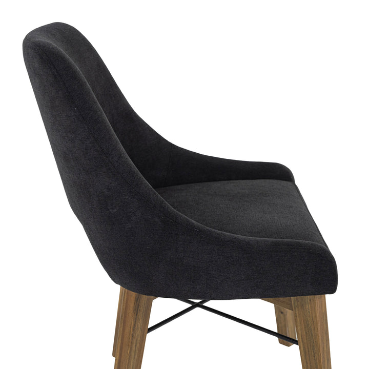 Gia Curved Dining Chair - Graphite Grey/Warm Pecan
