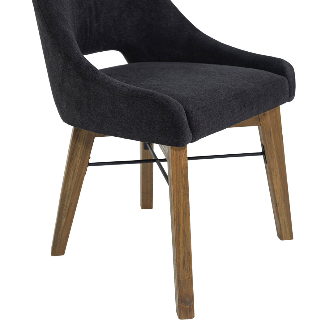Gia Curved Dining Chair - Graphite Grey/Warm Pecan