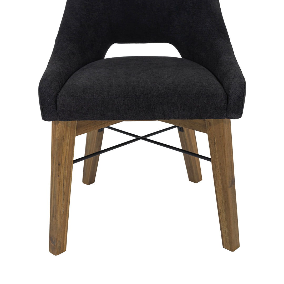 Gia Curved Dining Chair - Graphite Grey/Warm Pecan